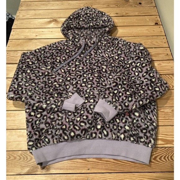 UGG Australia Tops - UGG Cheetah Print Fleece Hooded Sweatshirt Size Large Women’s Purple